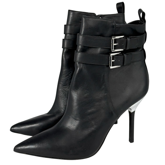 NEW MICHAEL KORS BLACK AMAL LEATHER STILETTO ANKLE BOOTIES BOOTS SIZE 10 - Picture 9 of 10